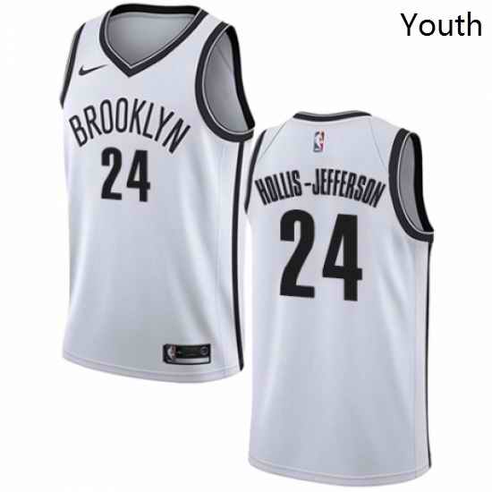 Youth Nike Brooklyn Nets 24 Rondae Hollis Jefferson Authentic White NBA Jersey Association Edition